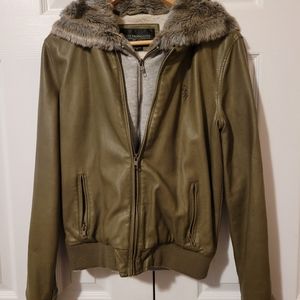 Obey green leather jacket